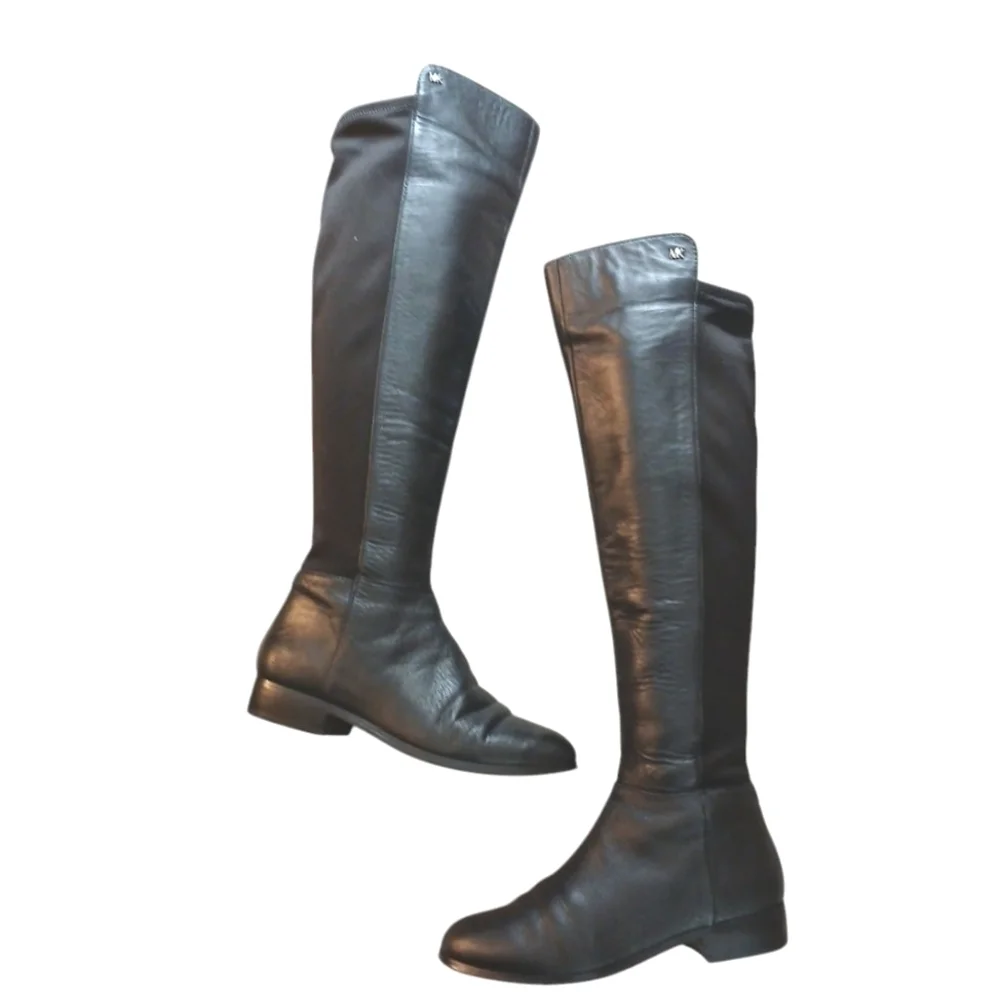 Michael Kors Bromley Black Riding Boots Women’s Knee High Leather Boots …
